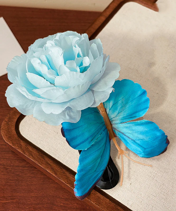 New Blue Alloy Butterfly Peony Hairpin