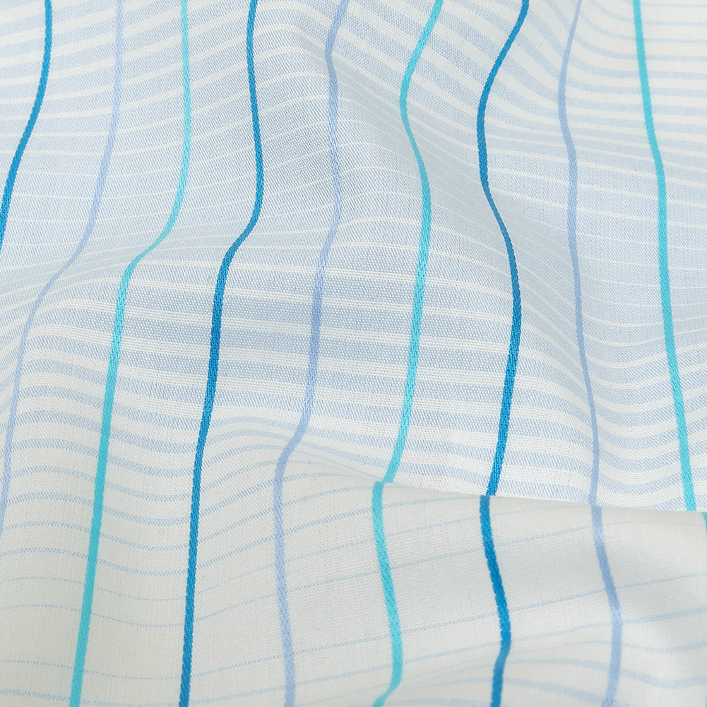 Blue, Aqua and White Gradient Pinstripes Cotton Shirting - Joann Fabrics
