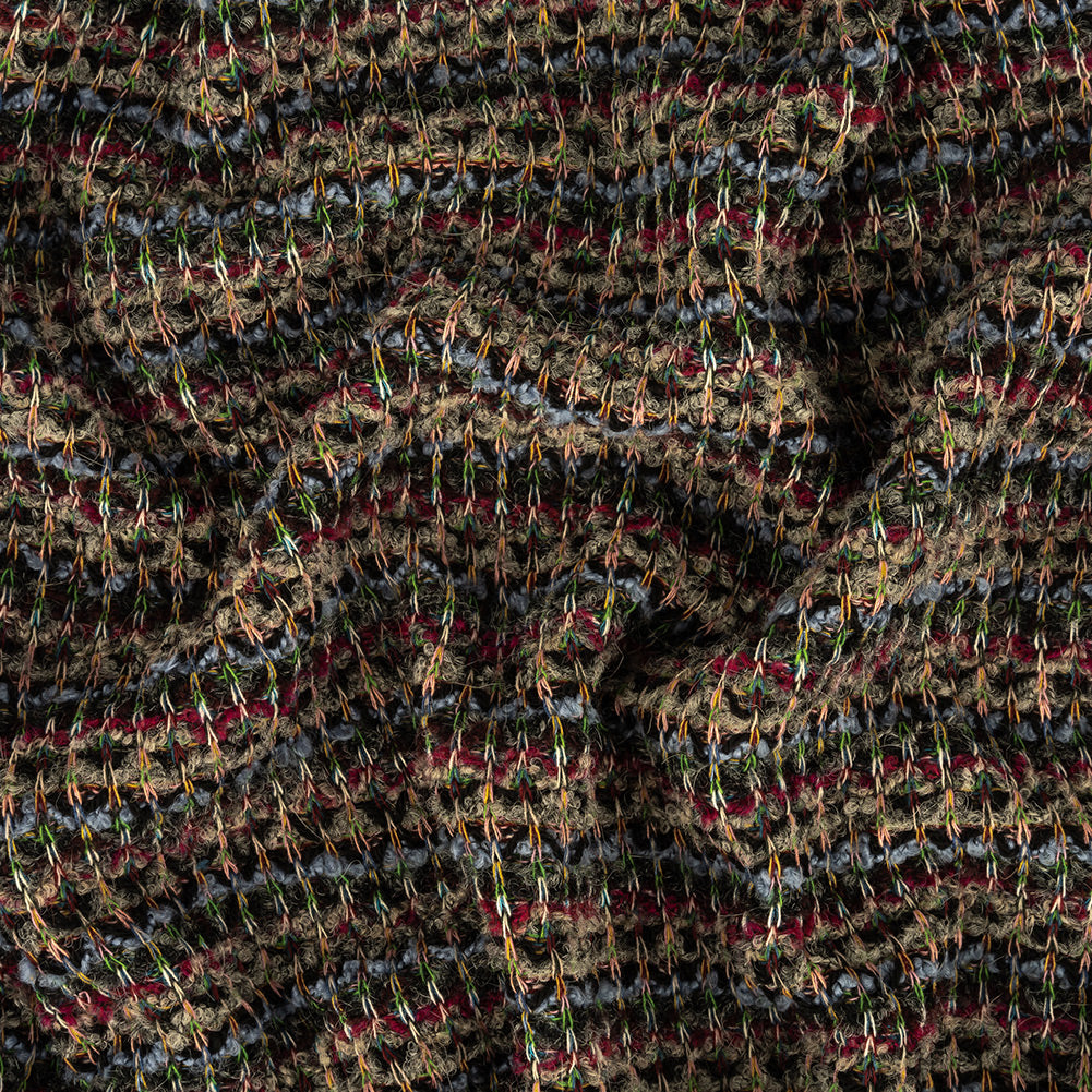 Fuchsia, Goblin Blue and Gray Boucle Stripes Chunky Wool Knit - Joann Fabrics