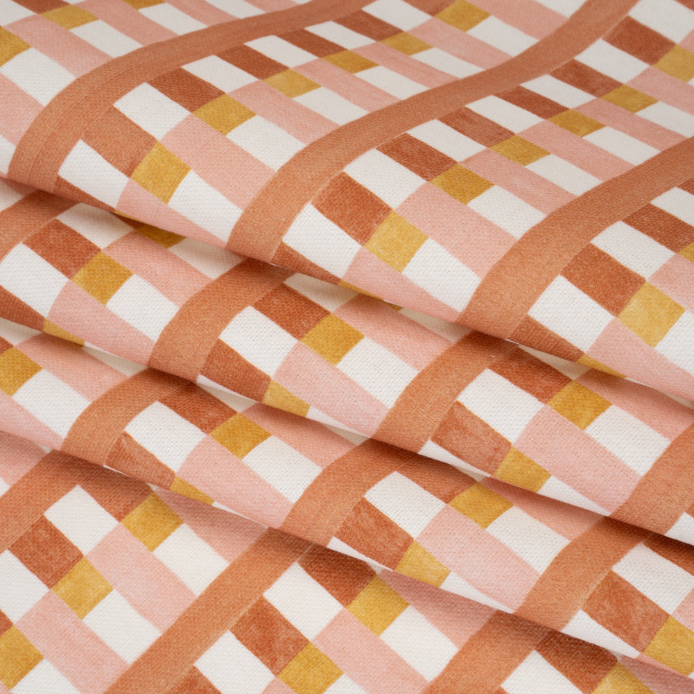 Cotton and Linen Canvas Print - Clay Geometric Block Stripes - British Imported - Joann Fabrics