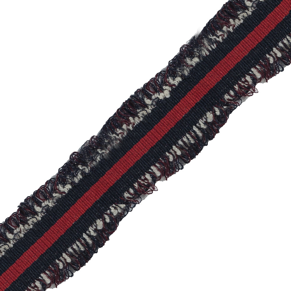 Italian Navy, Red and White Woven Trim - 1