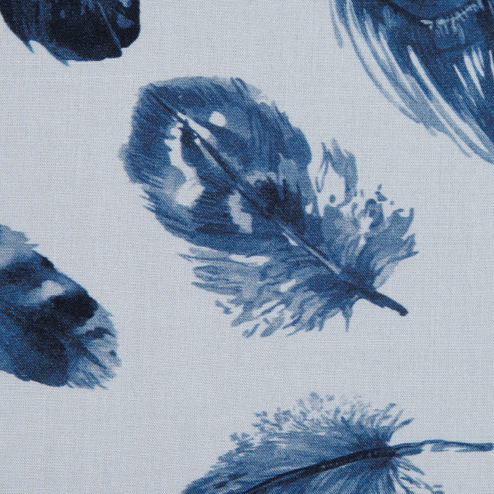 Organic Viscose Batiste - Blue and White Feather Border Print - Joann Fabrics
