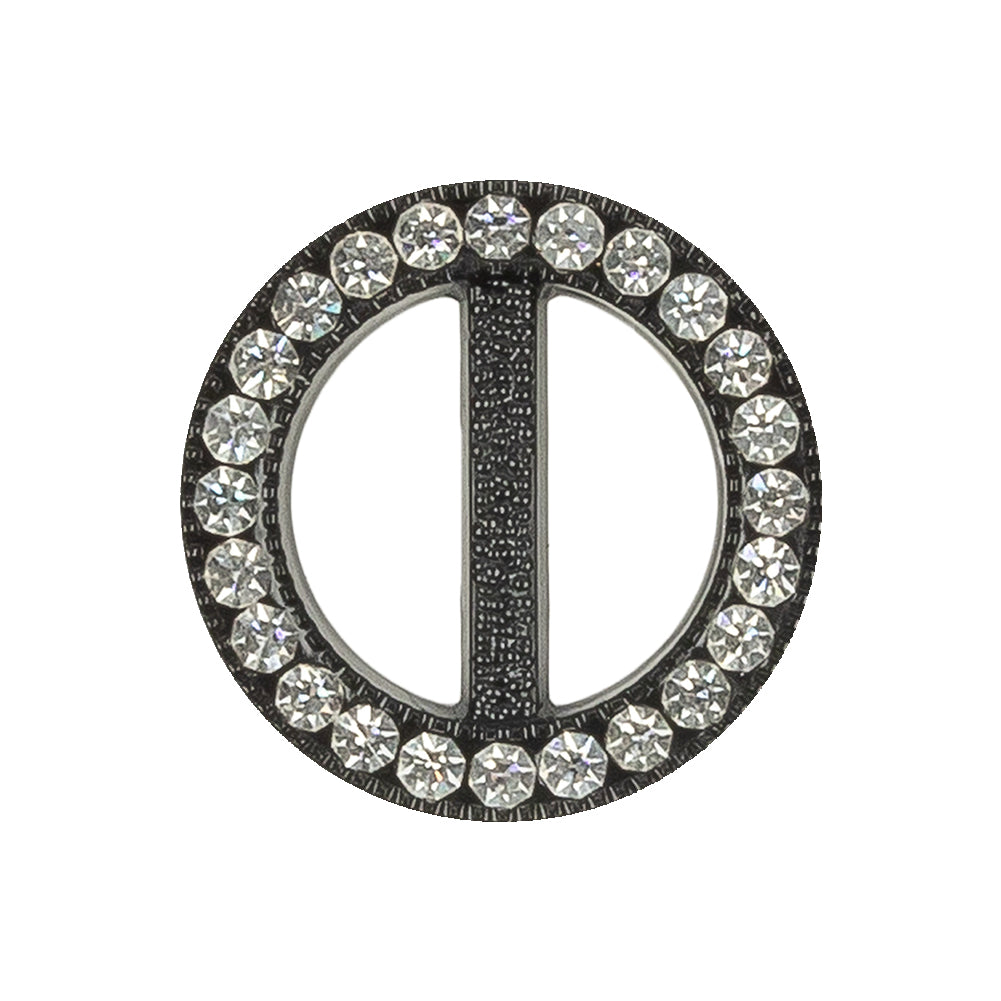 Vintage Crystal Rhinestones and Black Circular Plastic Slider - 1