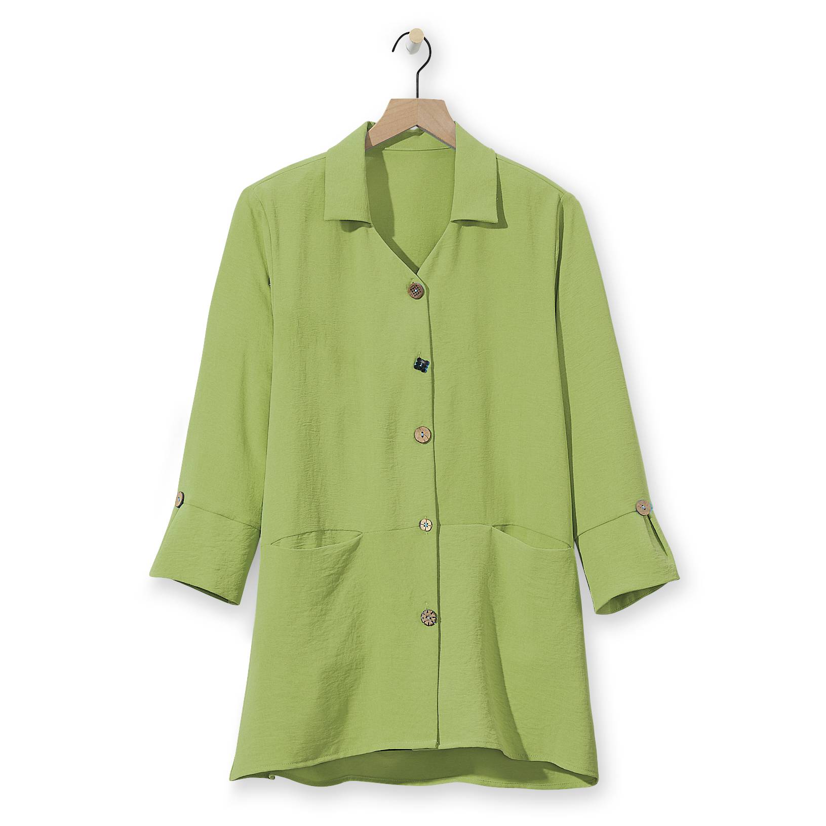 Textured Mixed-Button Pocket Tunic, 3/4 Sleeves - Northstyle Catalog
