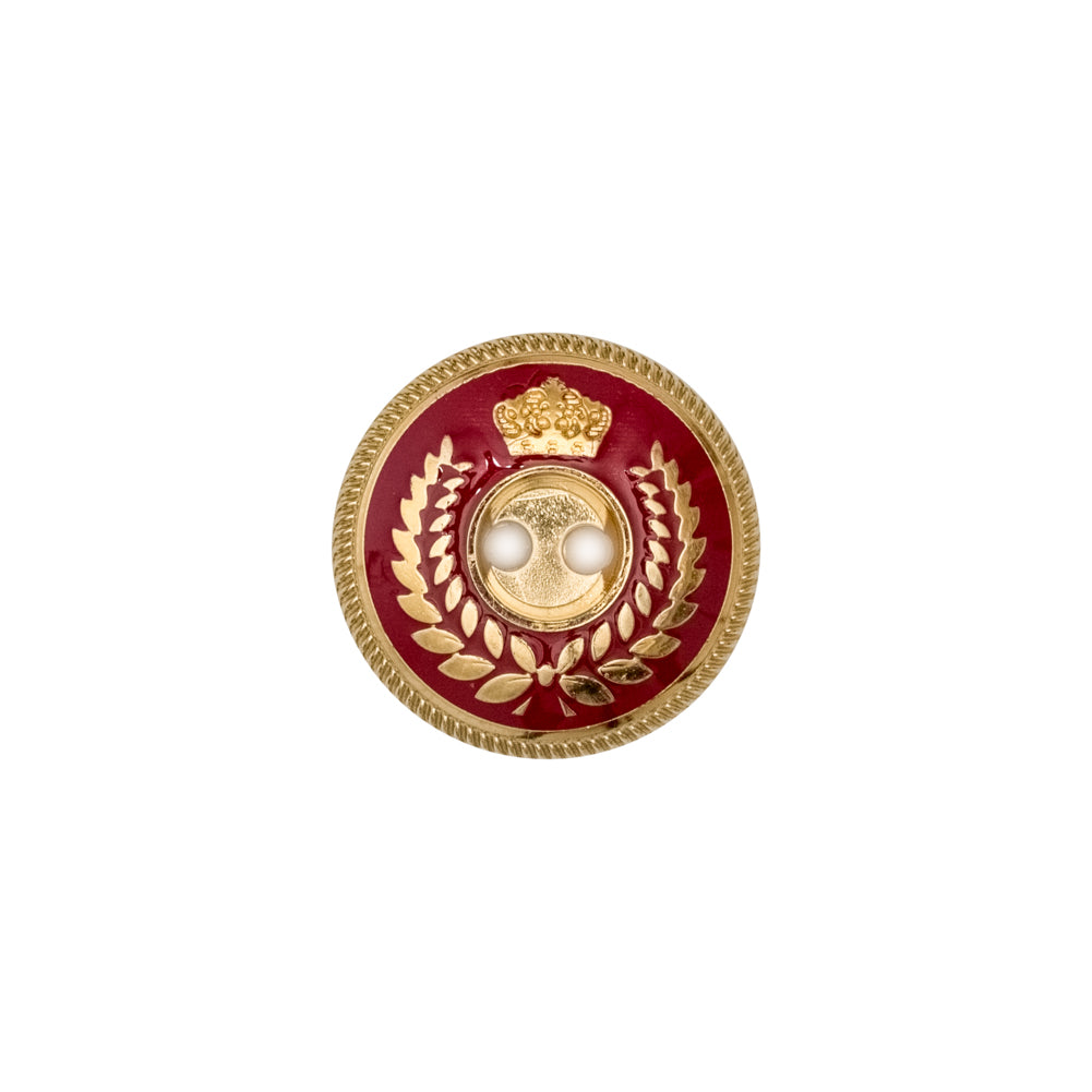 Italian Gold and Red 2-Hole Crest Button - 24L/15mm - Joann Fabrics