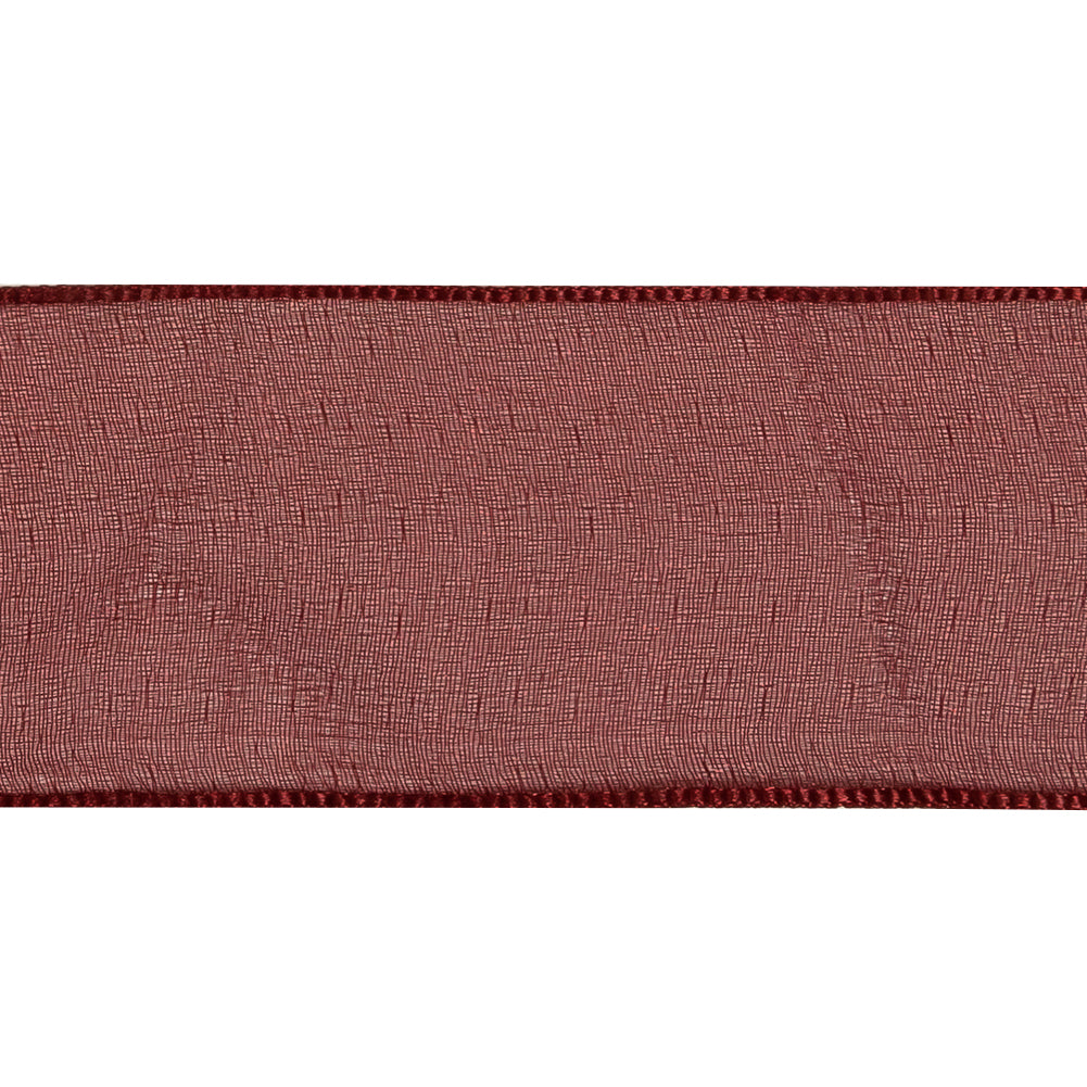 Wine Shimmering Organza Ribbon with Woven Edges - 1.5