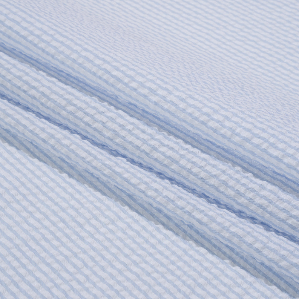 Polyester and Cotton Seersucker - Blue and White Candy Stripes - Wylie Collection - Joann Fabrics