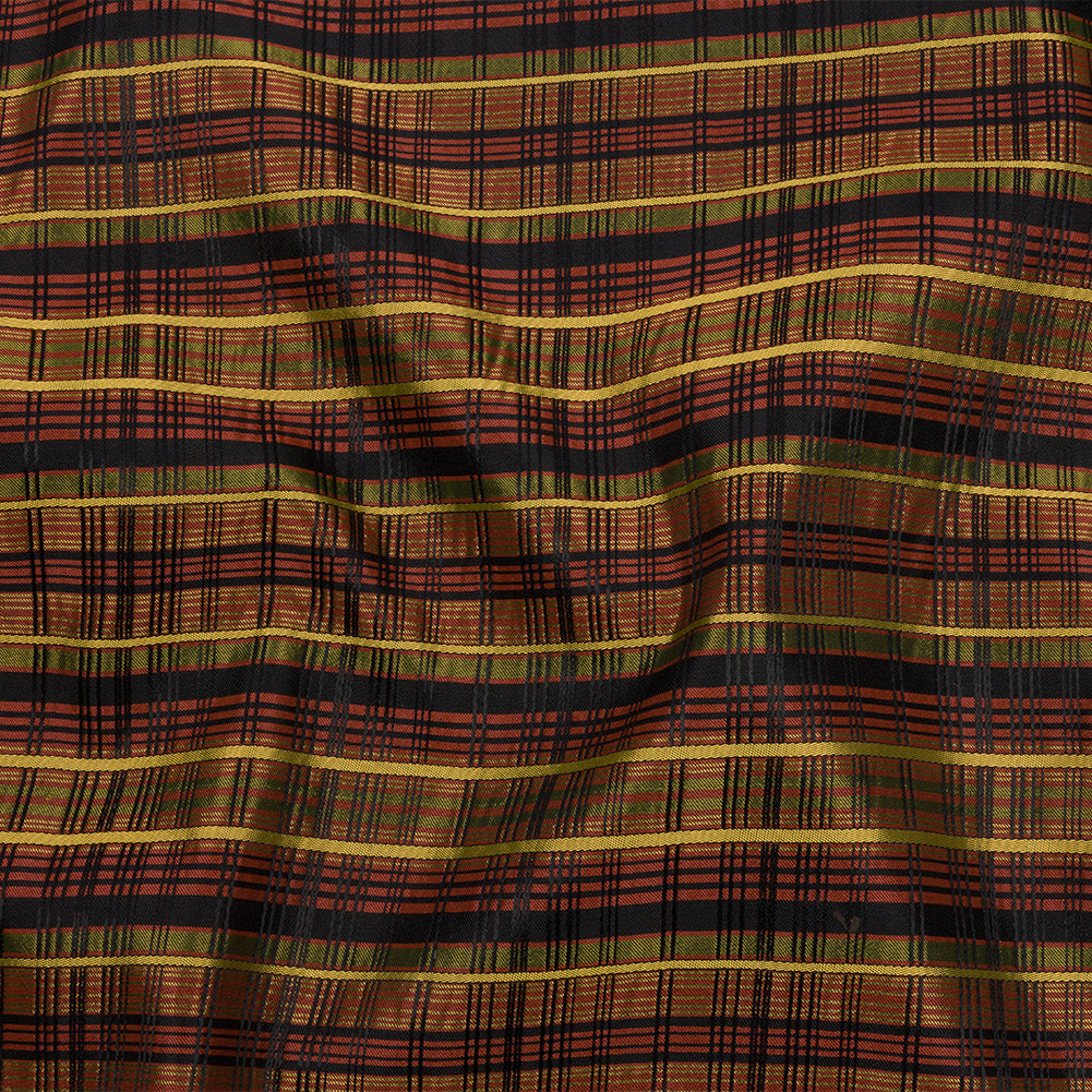Olive, Burgundy and Black Plaid Polyester Jacquard - Joann Fabrics