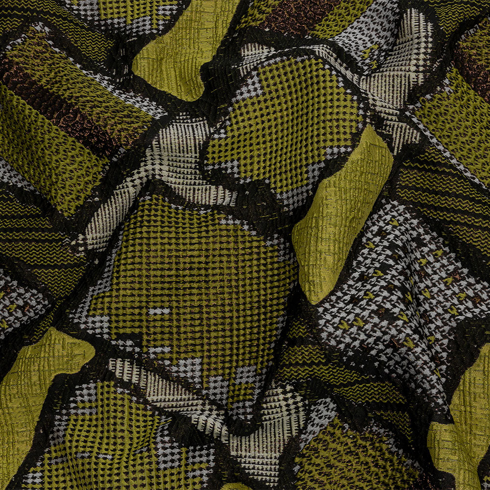 Metallic Black and Yellow Abstract Patchwork Luxury Brocade - Joann Fabrics