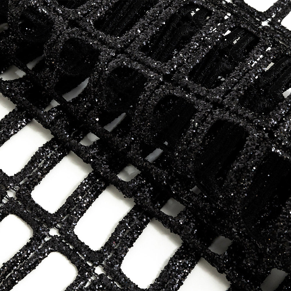 Guipure Lace with Glitter - Black Gradient Rectangles - Joann Fabrics