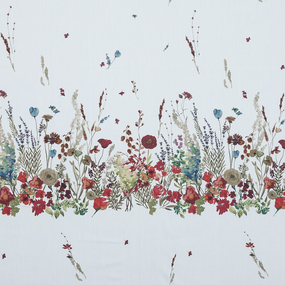 Cotton Poplin Panel - White Floral Band - Promenade au Pavot Print - Mood Exclusive Jacques Collection - Joann Fabrics