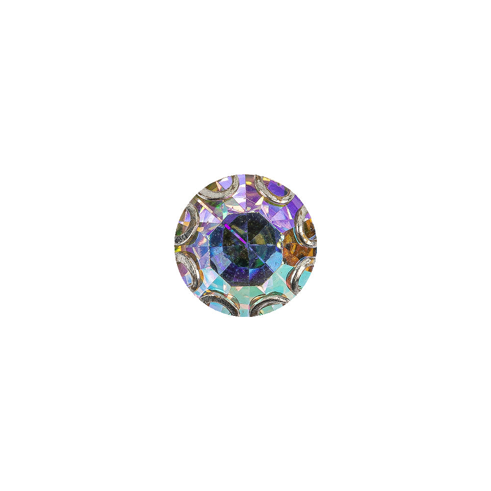 Vintage Swarovski Crystal AB Rhinestone and Silver Edged Self Back Button - 18L/11.5mm - Joann Fabrics