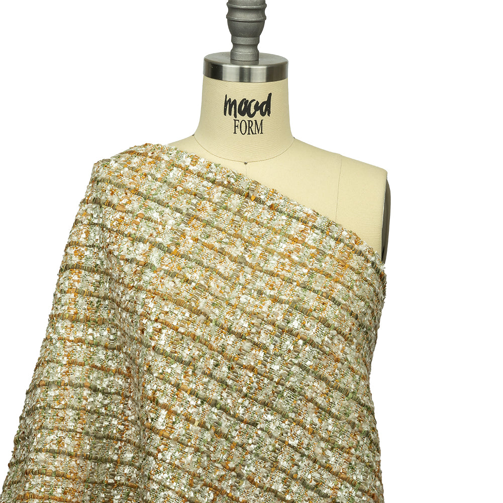Newcastle Green, Mustard and Silver Birch Viscose and Acrylic Chenille Tweed - Joann Fabrics