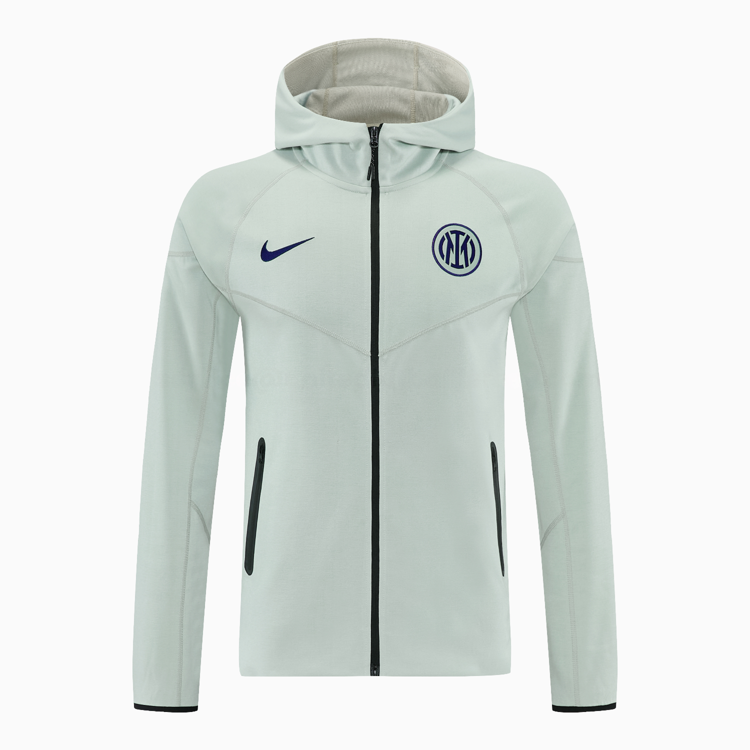 Inter Milan 25-26 Hooded Windbreaker Training Set - Grey Green Top & Pants - UnitedFutballJersey