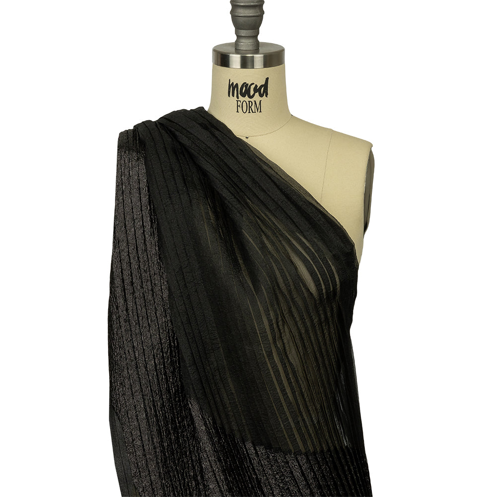 Metallic Black Diagonal Waves Pleated Luxury Burnout Brocade - Joann Fabrics