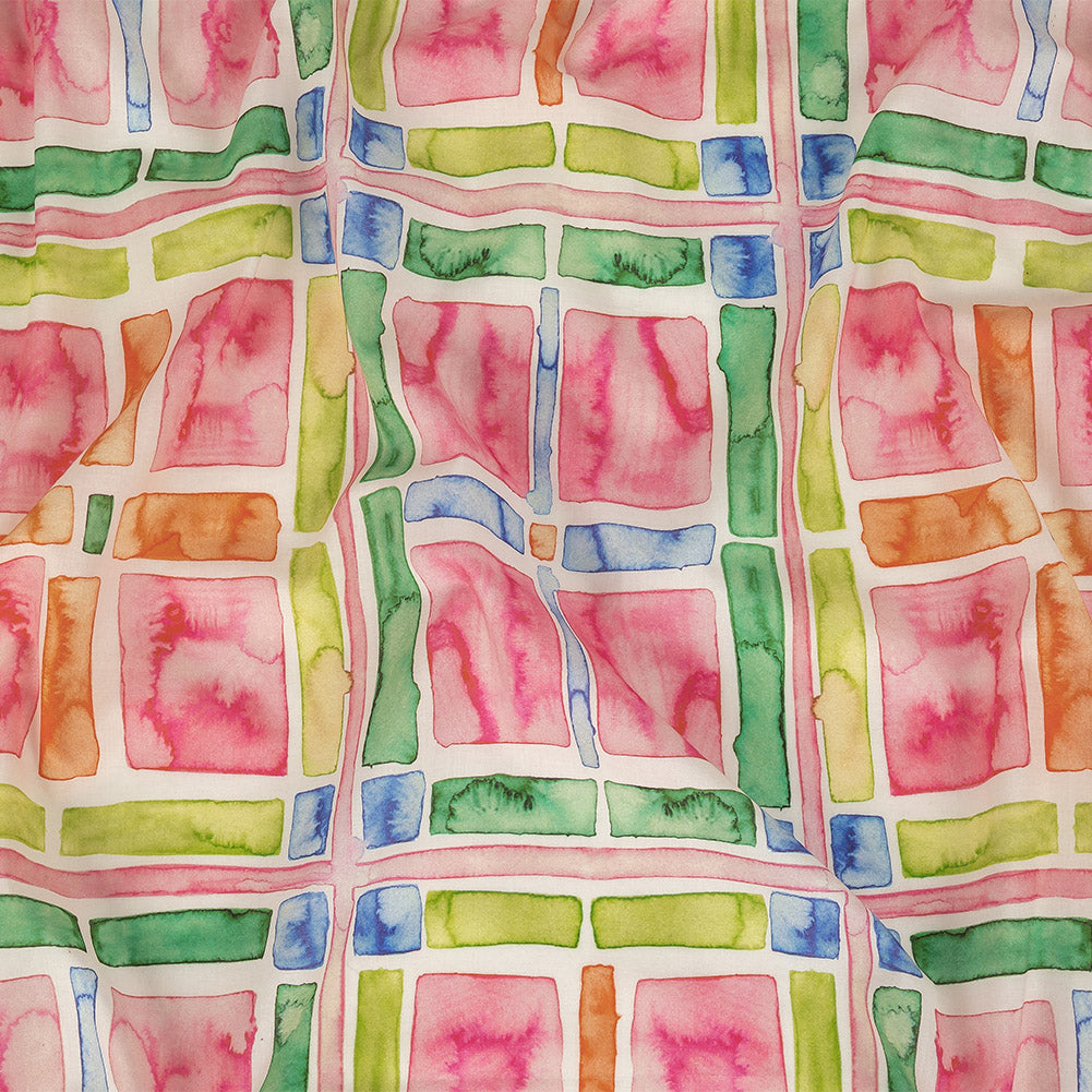 Cotton Voile - Rainbow Watercolor Plaid - Jujube Jubilee Print - Mood Exclusive Sugar Collection - Joann Fabrics