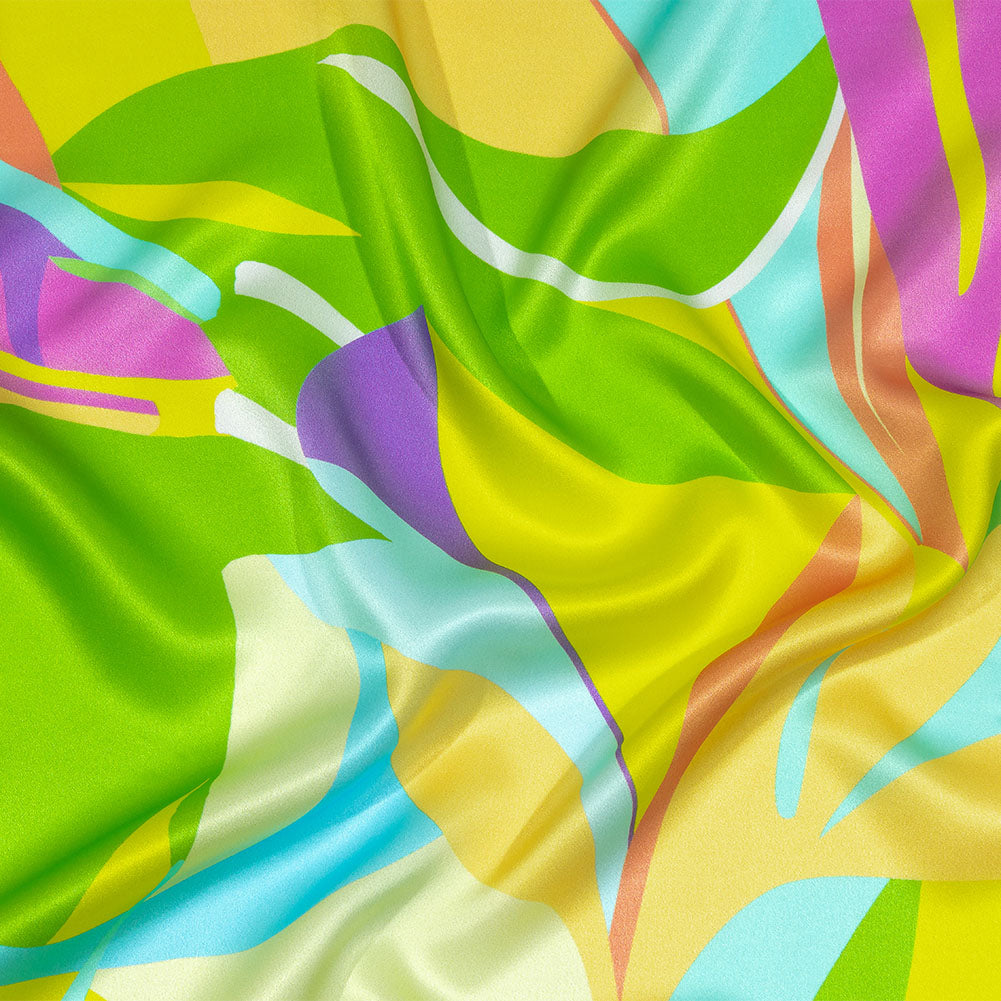 Italian Yellow, Green and Purple Bold Naturals Silk Charmeuse - Joann Fabrics