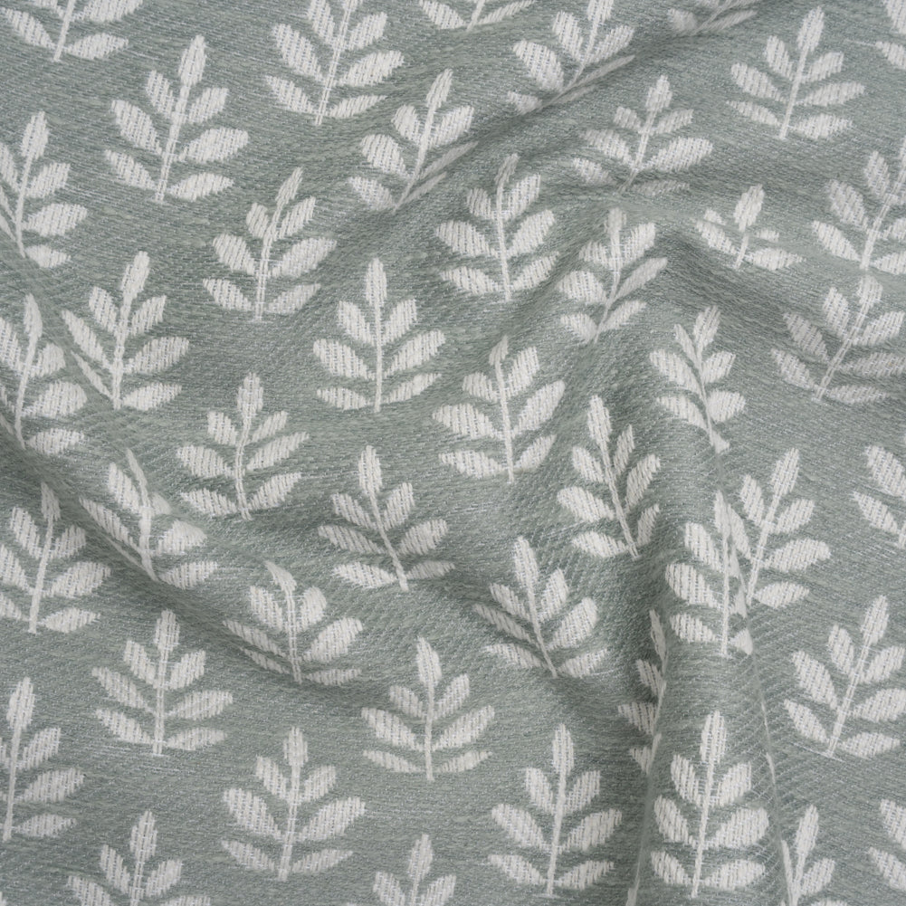 Polyester and Cotton Twill Jacquard - Seafoam Lines of Leaves - British Imported - Joann Fabrics