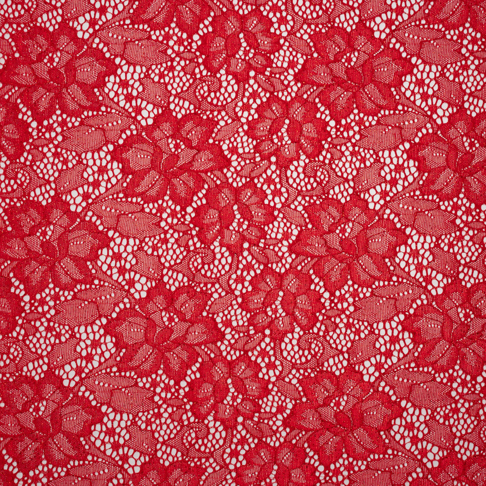 Stretch Corded Raschel Lace with All-Over Glitter - Red on Red Floral - Joann Fabrics