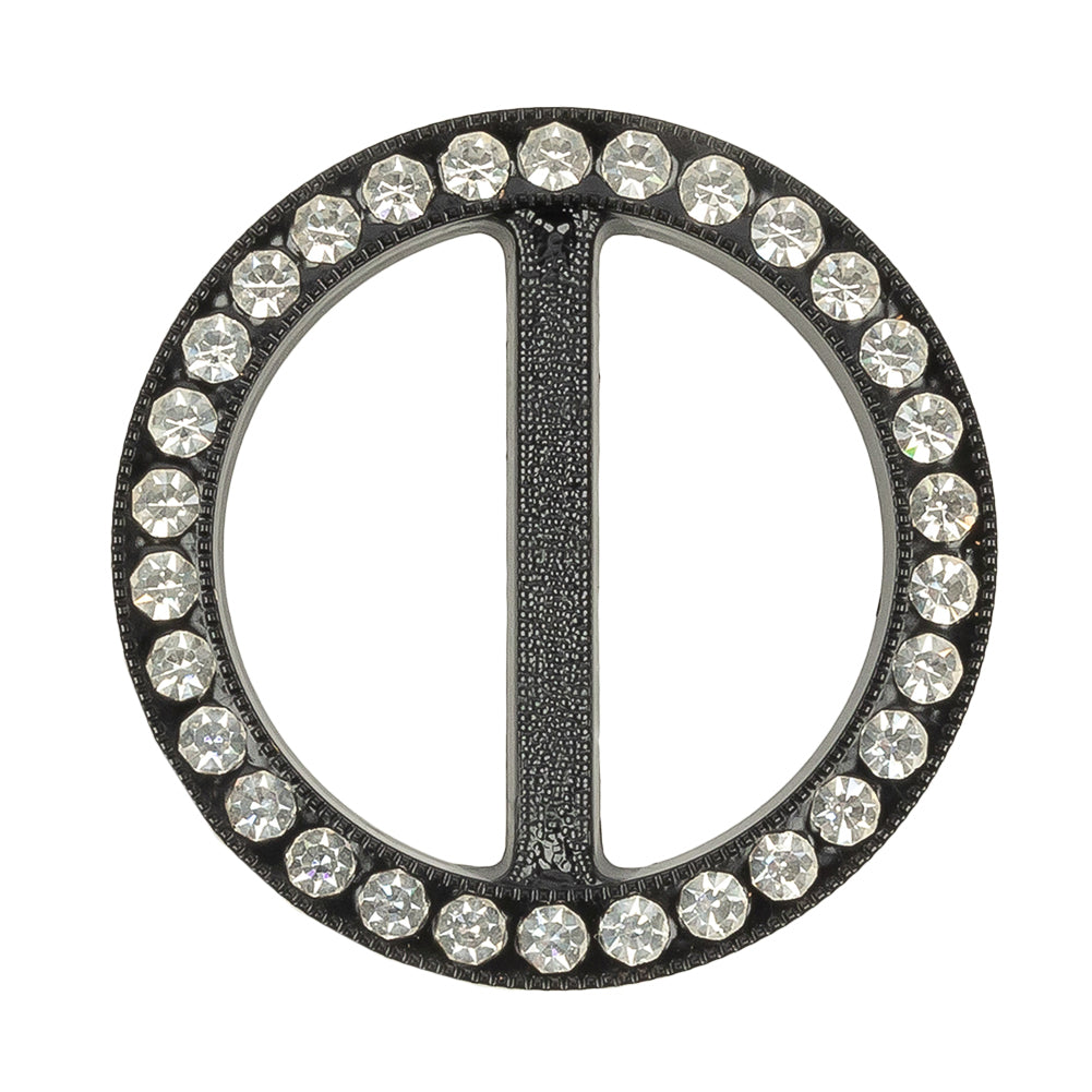 Vintage Crystal Rhinestones and Black Circular Plastic Slider - 2