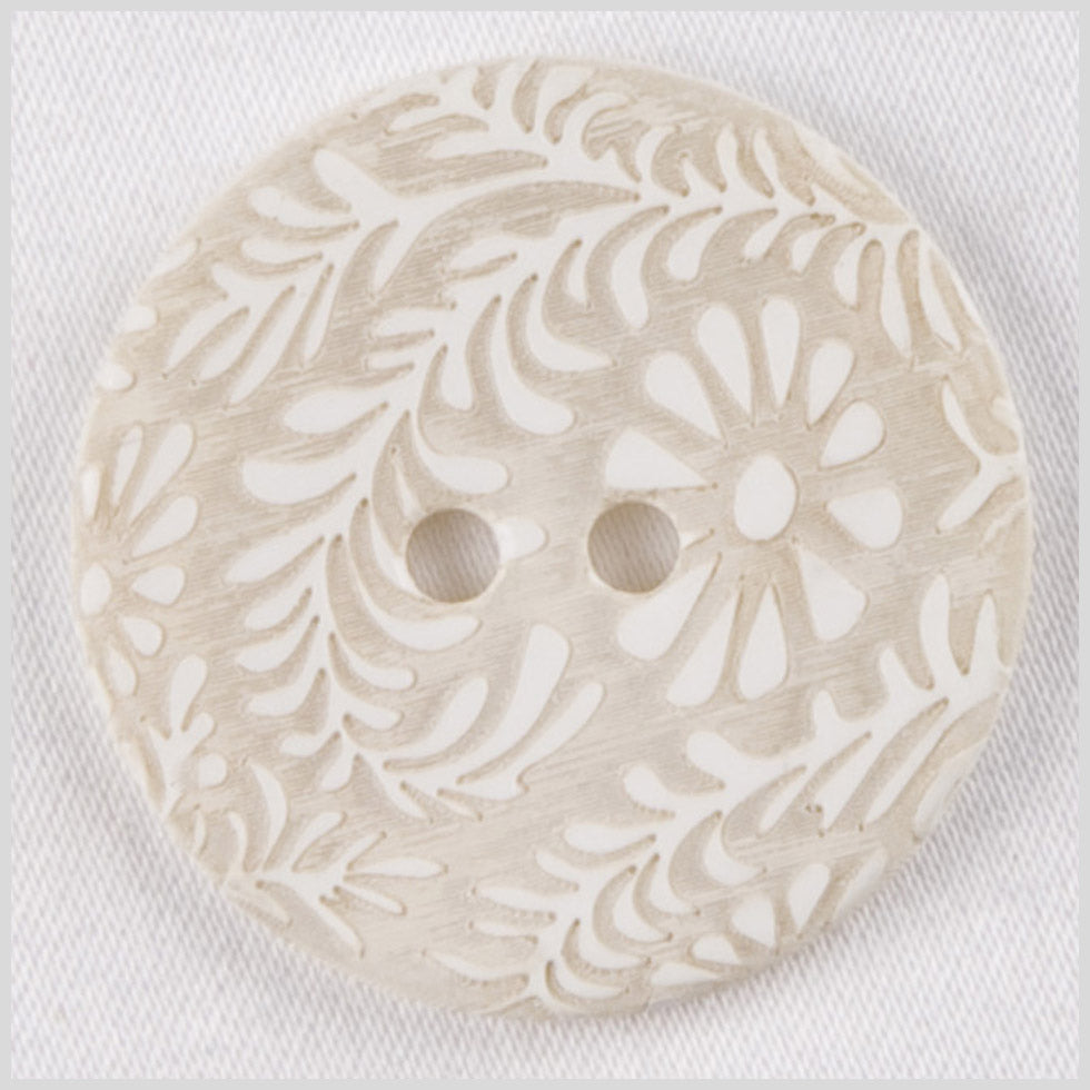 White and Natural Foilage Shell Button - 36L/23mm - Joann Fabrics