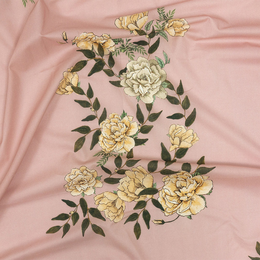 Cotton Voile - Pink and Yellow Roses - Grazie Print - Mood Exclusive Viso Collection - Joann Fabrics