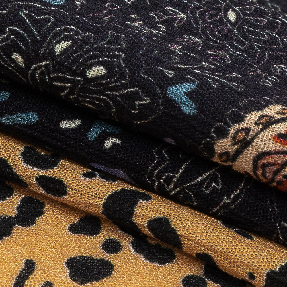 Gauzy Wrinkled Rayon Woven Print - Black and Beige Patterned Stripes - Mood Exclusive Strips of Style - Joann Fabrics