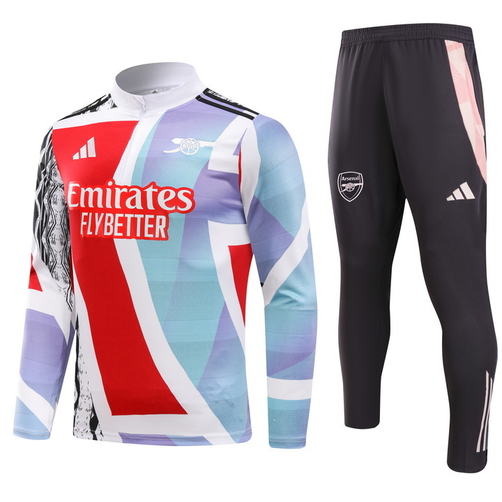 2024/2025 Arsenal Half-Pull Training Suit Red And Blue print Football Shirt 1:1 Thai Quality Set