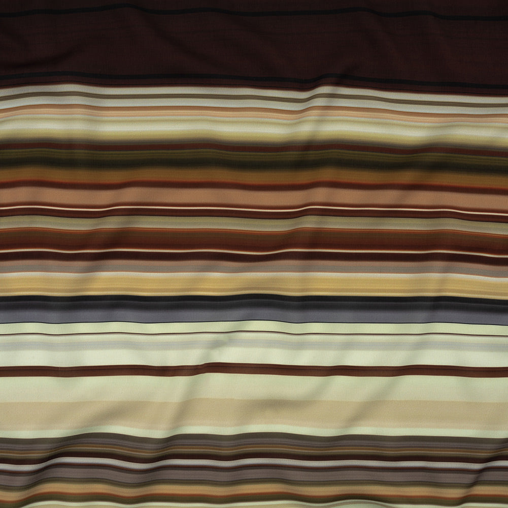 Italian Seafoam, Russet and Capulet Olive Stripes Polyester Crepe de Chine Panel - Joann Fabrics