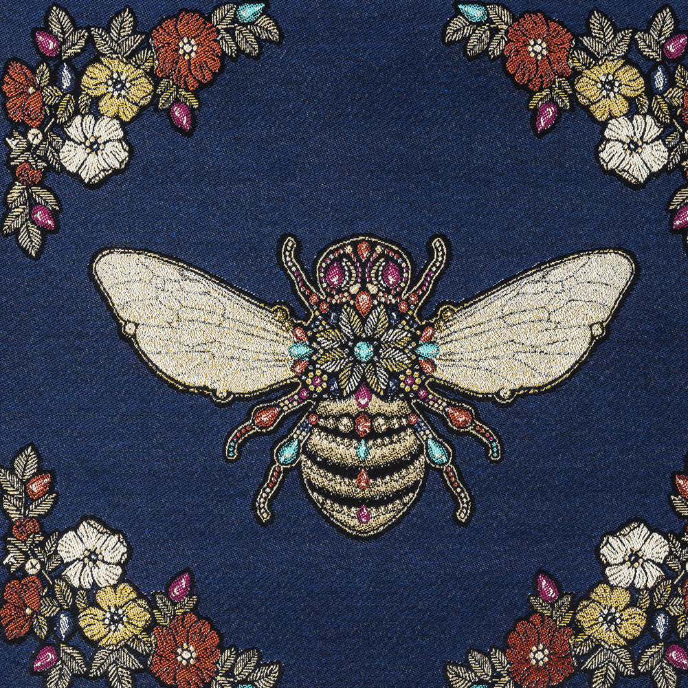 French Royal Blue Queen Bee Cotton Blend Oversized Square Patch - 18.875