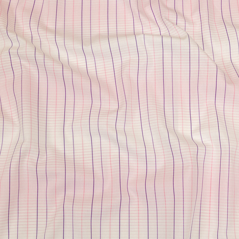 Pink, Purple and White Gradient Pinstripes Cotton Shirting - Joann Fabrics