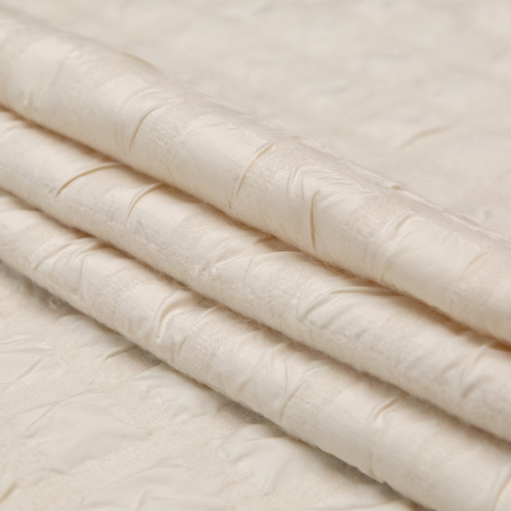 Ivory Bonded Taffeta and Wool Knit featuring Puckered Squares - Joann Fabrics
