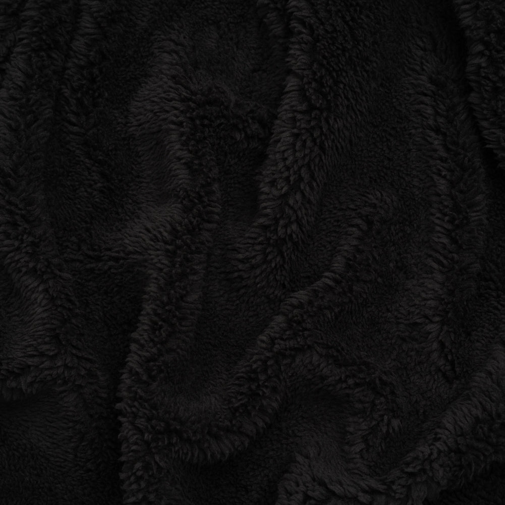 Short Pile Teddy Bear Faux Fur - Black - Deadstock - Joann Fabrics