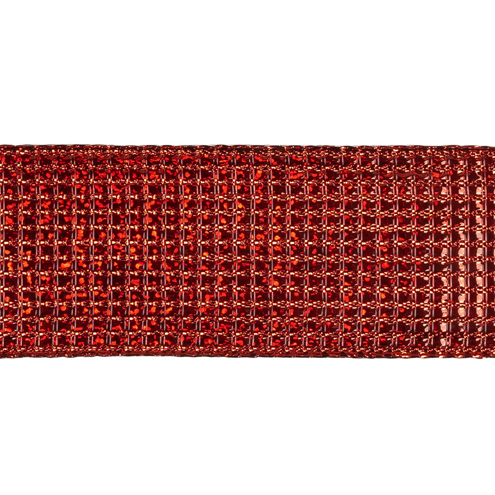 Metallic Red Iridescent Wire Edged Ribbon - 1.5
