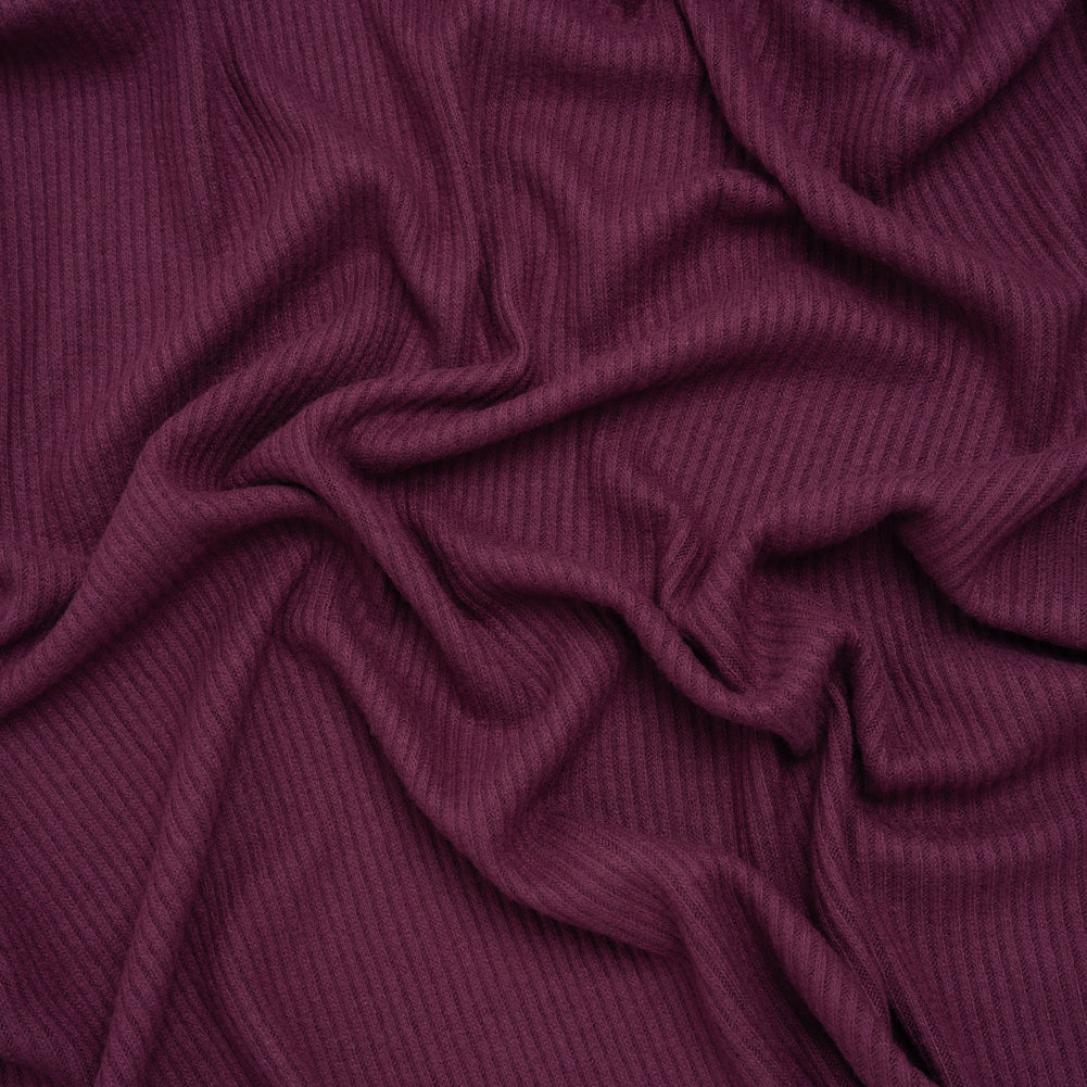 Brushed Cozy Stretch Viscose 2x2 Rib Knit - Plum - Deadstock - Joann Fabrics