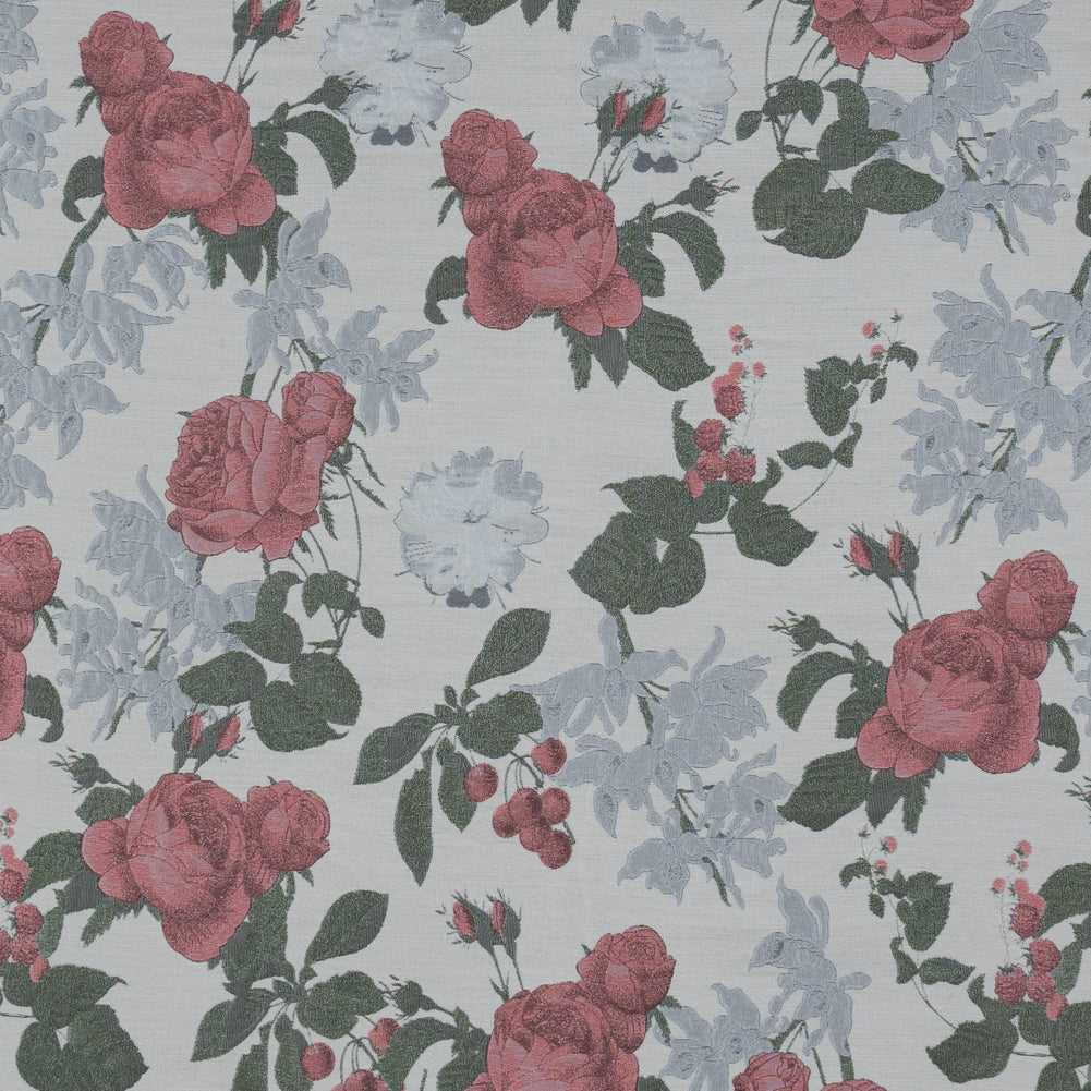 White, Pink and Green Floral Jacquard | Joann Fabrics - Joann Fabrics