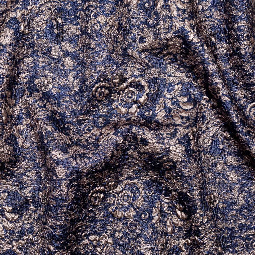 Royal Blue and Pale Gold Luxury Metallic Brocade - Joann Fabrics