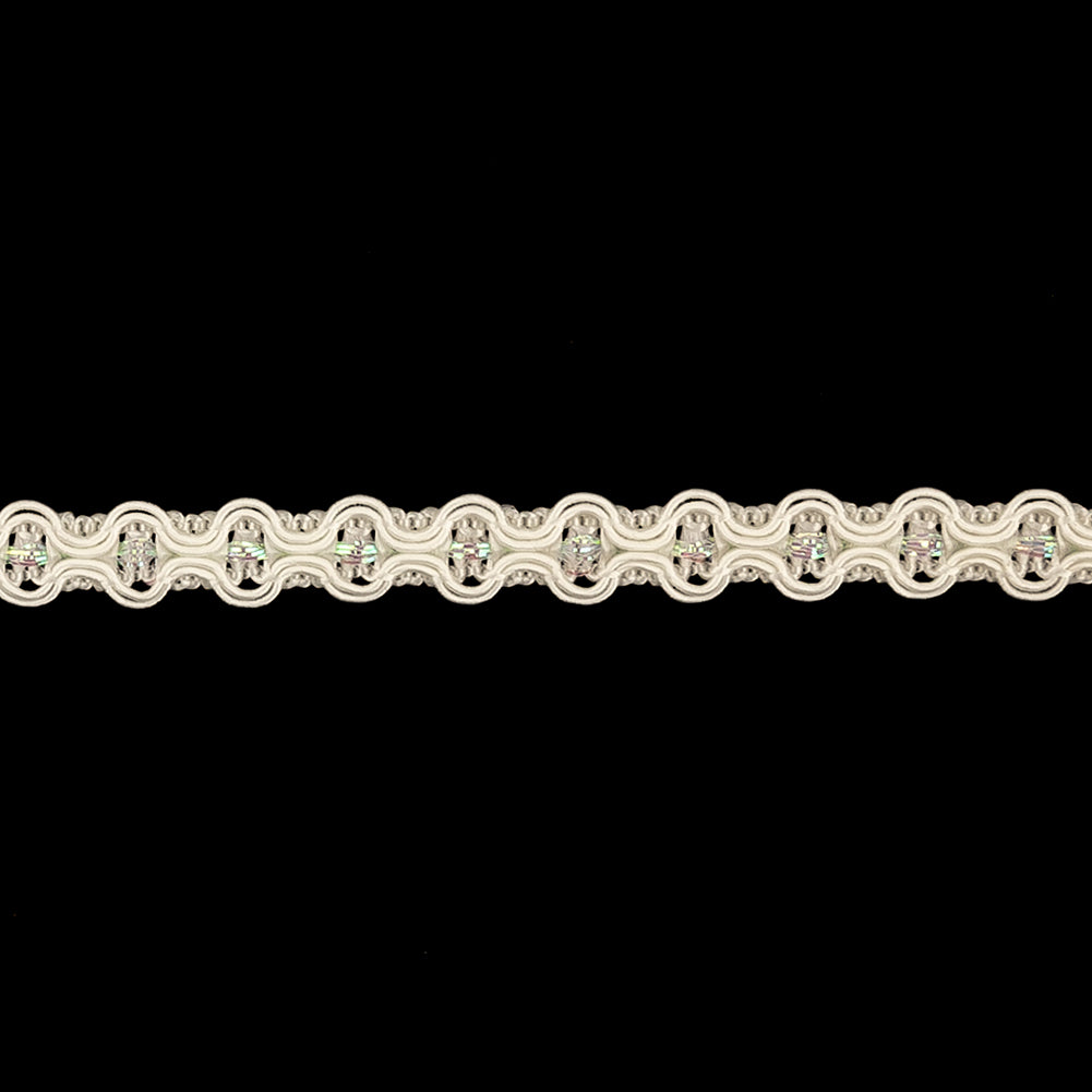 White and Iridescent Wavy Braided Trim - 0.375