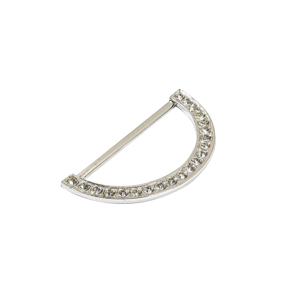 Vintage Rhinestone and Silver Half-Circle D-Ring - 2.5