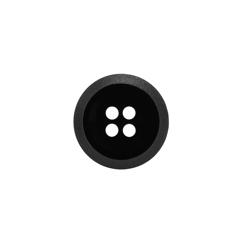 Plastic 4-Hole Button - Black Dish Shaped Matte Rim - 24L/15mm - Joann Fabrics