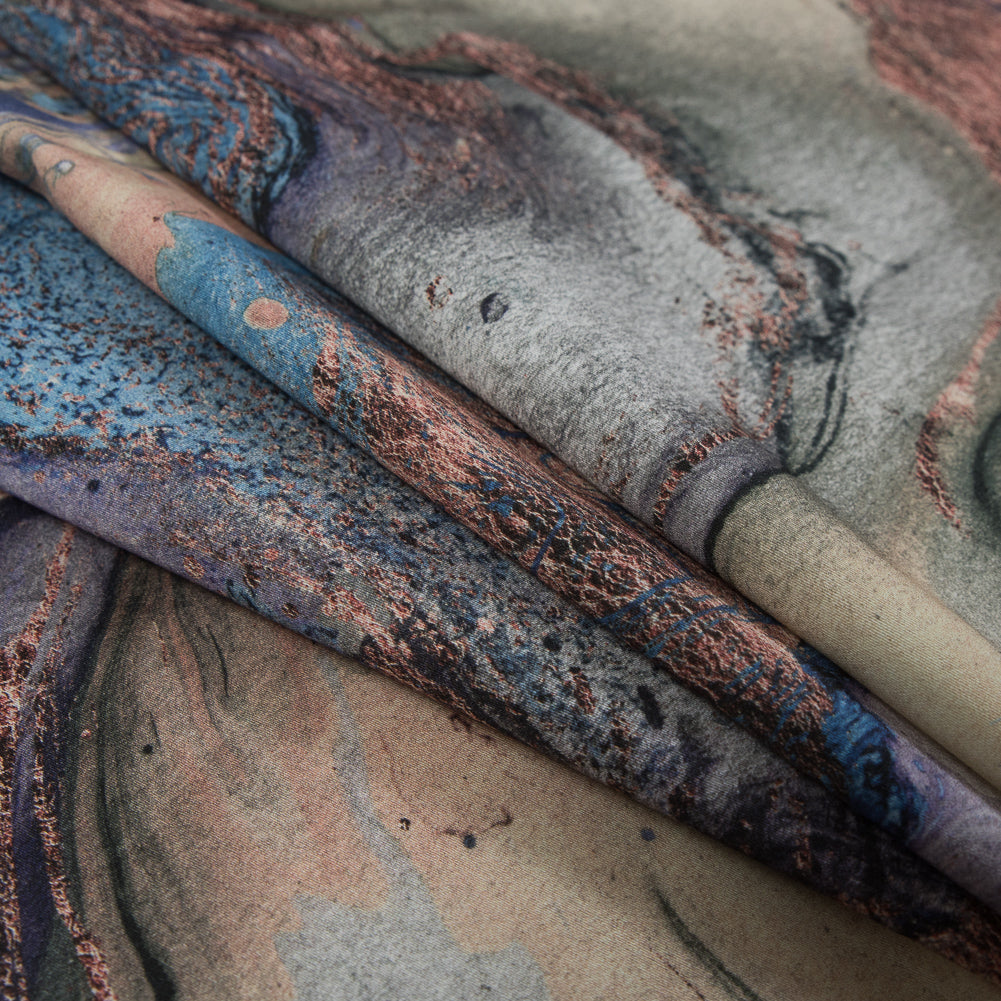 Stretch Cotton Sateen - Blue Abstract - Balance of Peace Print - Mood Exclusive Key Largo Collection - Joann Fabrics