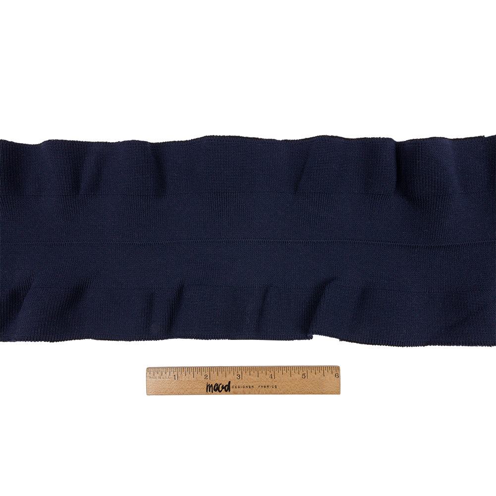 Navy Ruffled Foldover Rib Knit Trim - 39