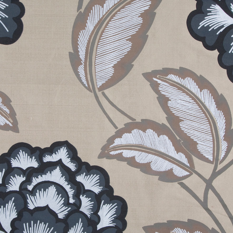 Antique Gold/Ebony Floral Shantung   /Dupioni - Joann Fabrics