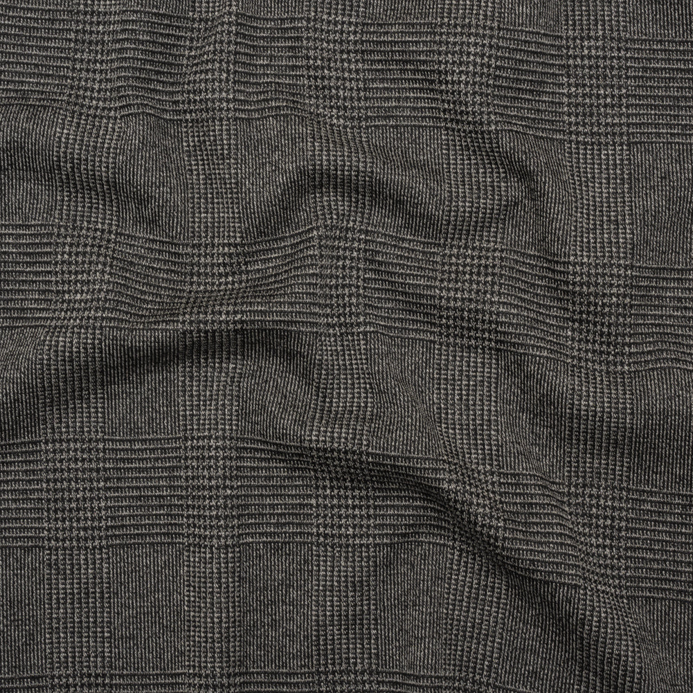 Polyester Interlock Knit - Gray and Black Glen Plaid - Deadstock - Joann Fabrics