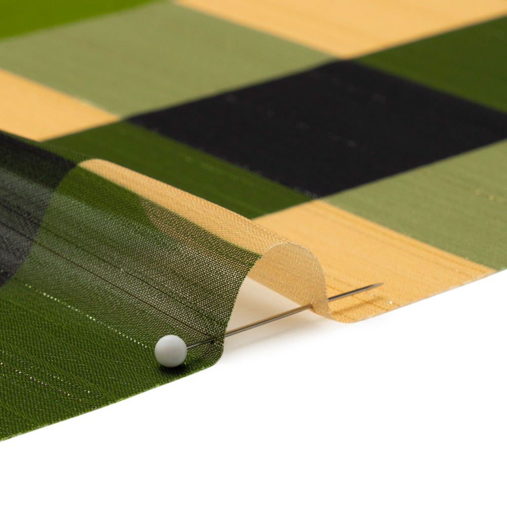 Polyester Chiffon Print with Metallic Pinstripes - Green, Blue and Yellow Plaid - Mood Exclusive Rooks and Bishops - Joann Fabrics