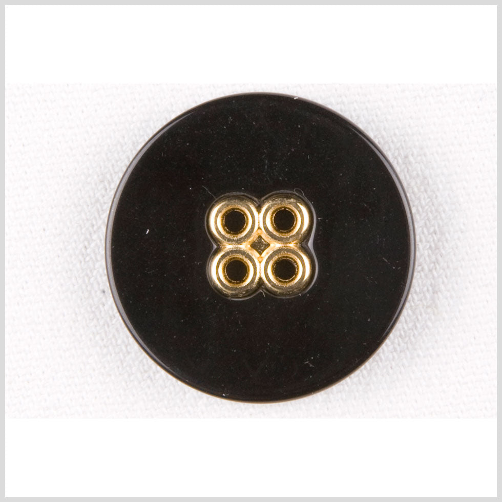 Plastic 4-Hole Button - 28L/18mm - Black with Gold Metal Holes - Joann Fabrics