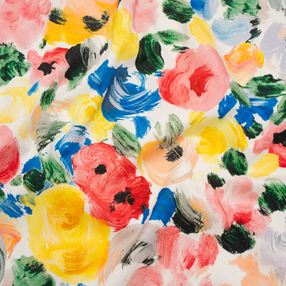 Brushed Cotton Woven - Red, Yellow and Blue Painted Roses - Mood Exclusive Palette of Petals Print - Joann Fabrics