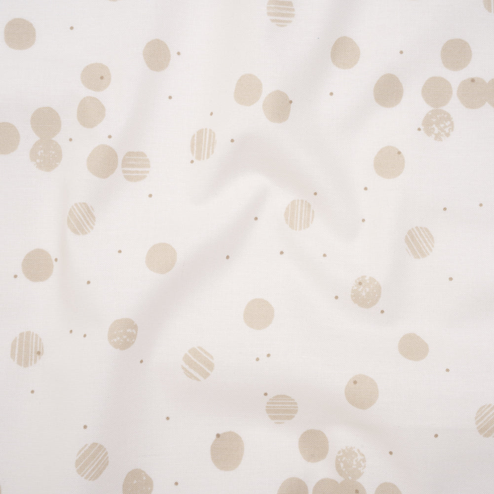 Printed Quilting Cotton by Ghazal Razavi for FIGO Studio - Cream Snow Textured Circles and Spots - Seasons Basics Collection - Joann Fabrics
