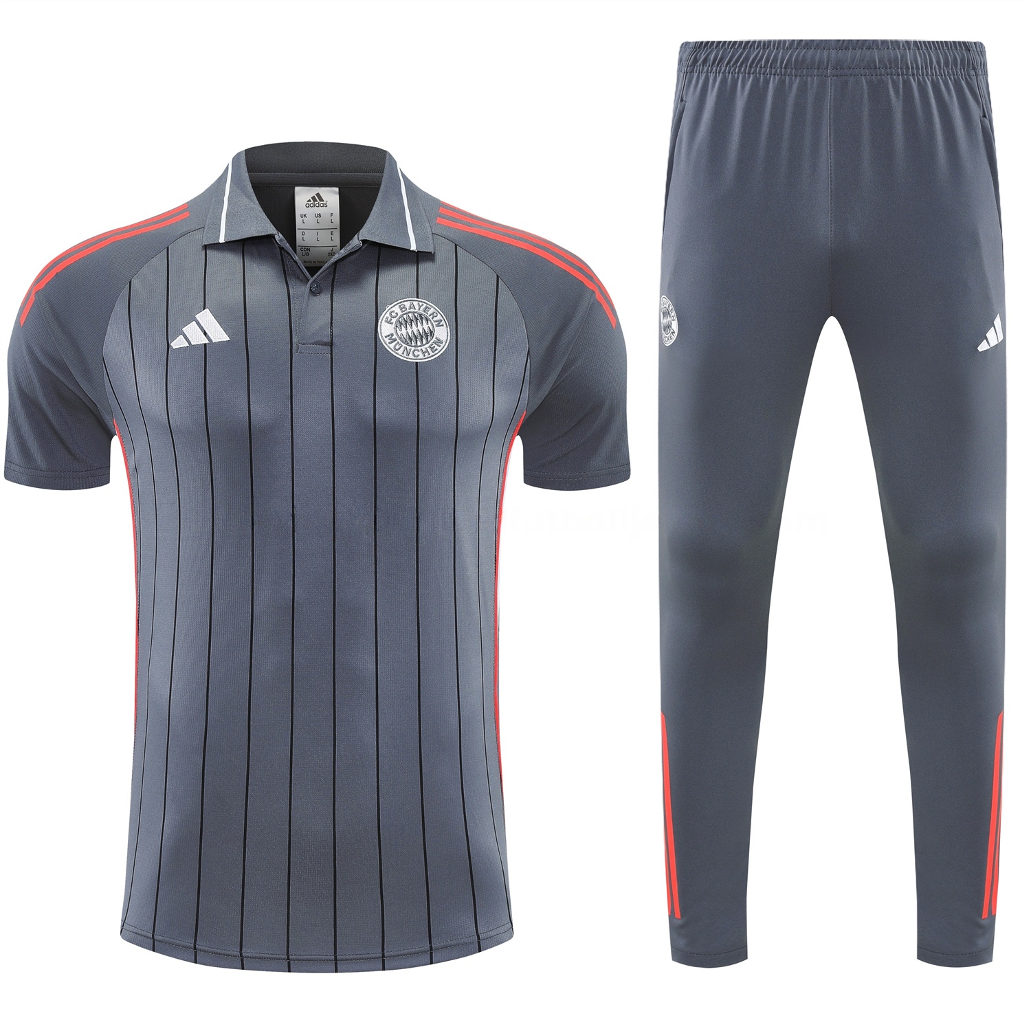 Bayern Munich 25-26 POLO Short-Sleeve Training Set - Deep Grey Top and Pants - UnitedFutballJersey
