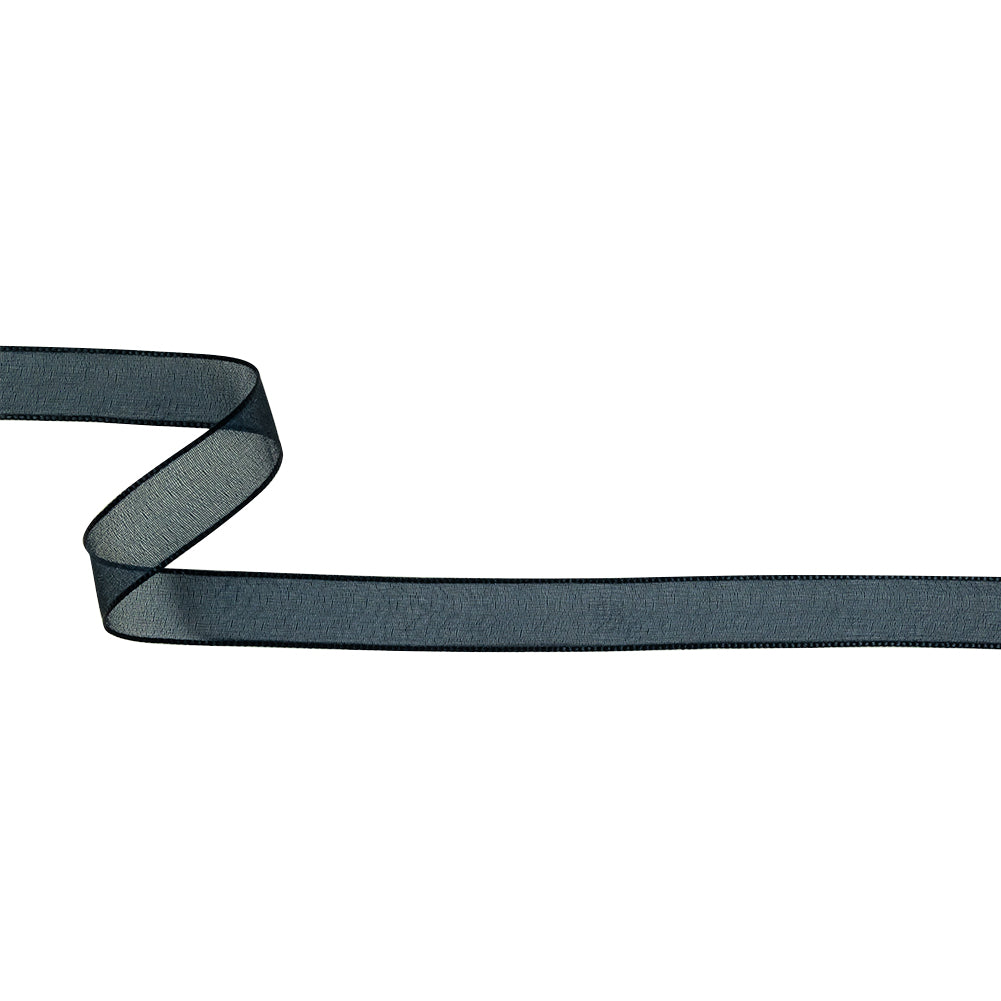 Navy Shimmering Organza Ribbon with Woven Edges - 0.75